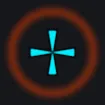 Red circular sight, plus light blue X-shaped cross | Mira circular roja y cruz en forma de X azul claro. cyan custom crosshair