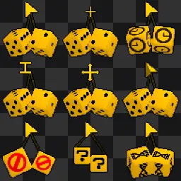 Fuzzy dice on a cursor (Yellow)